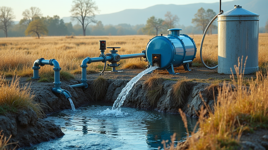 Well water system with pipes and equipment